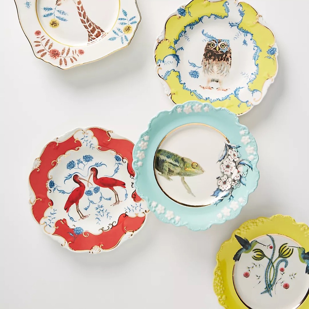Lou Rota Nature Table Dessert Plate Scarlet Ibis